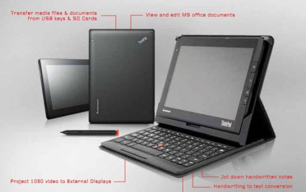 Lenovo ThinkPad Tablet i pokrowiec/stacja dokująca (fot. Liliputing)