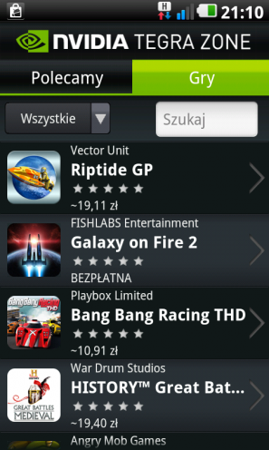 Gry z Tegra Zone